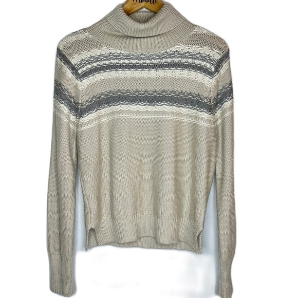 Jun & Ivy Francesca’s Wool Cashmere Blend Knit Striped Turtle Neck Sweater Med - Picture 1 of 9